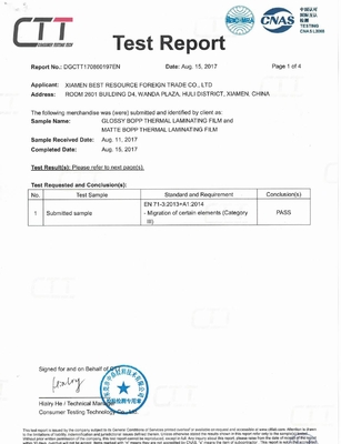 Błyszczący / matowy biały BOPP Folia termiczna do laminowania Certyfikat FDA przekazany